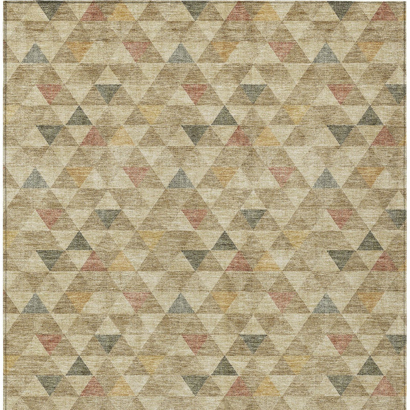 Tapis intérieur / extérieur beige 9 pi x 12 pi beige et taupe à motif géométrique lavable
