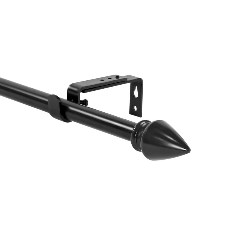 Tringle à rideaux simple Varennes, Noir, H 0,62 po x l 48 po x P 0,62 po