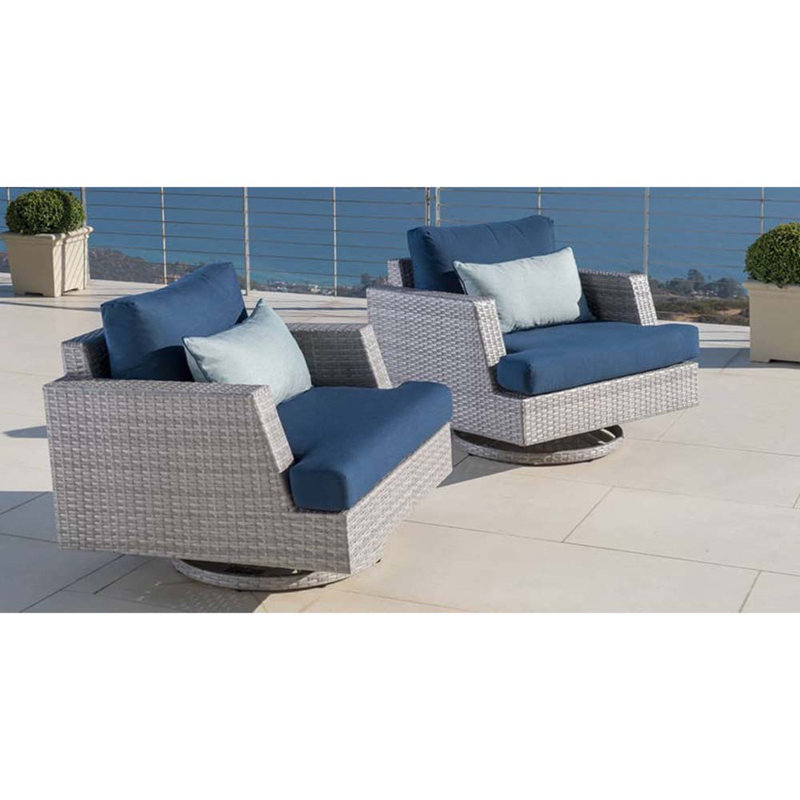 Chaises longues pivotantes en osier Ehrenfried, Spectre indigo Sunbrella®