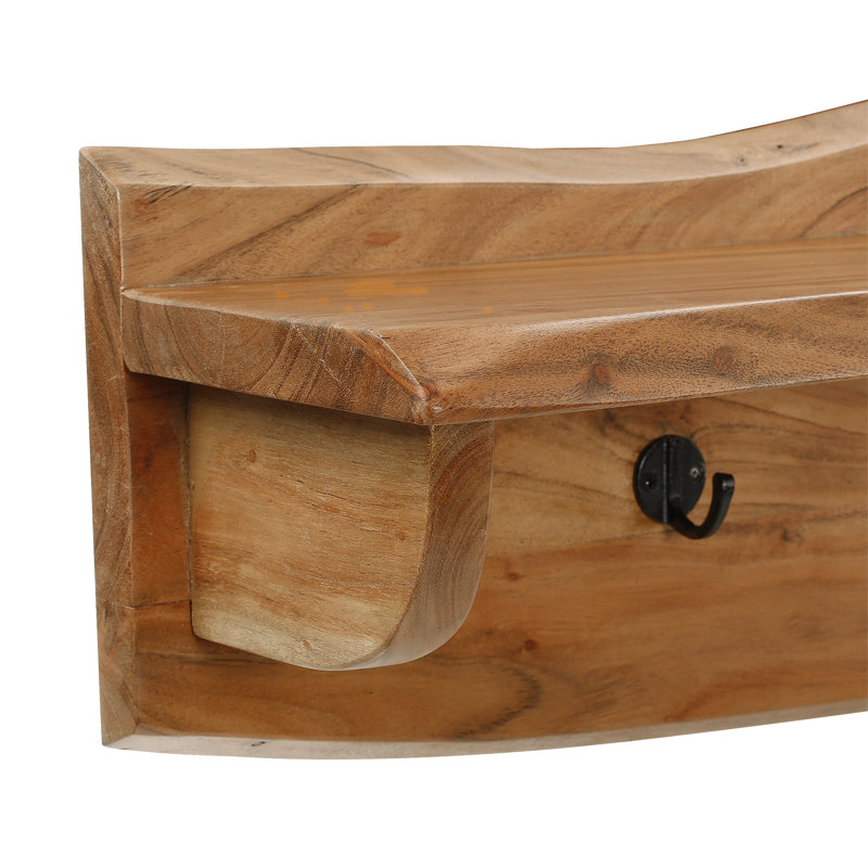 Solid Wood Wall Wall Mounted Coat Rack, 23cm H x 91cm W x 20cm D