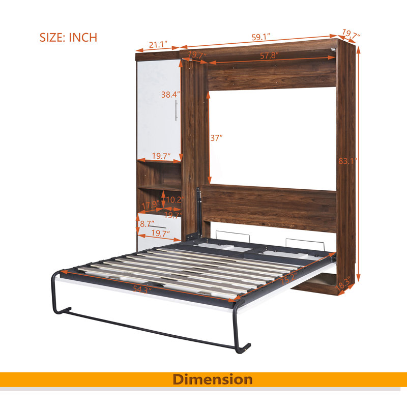 Lit escamotable avec armoire Murphy, Lit double