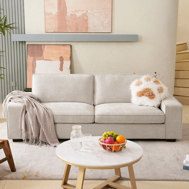 Pinederosa 88.58'' Chenille Square Arm Sofa, Beige