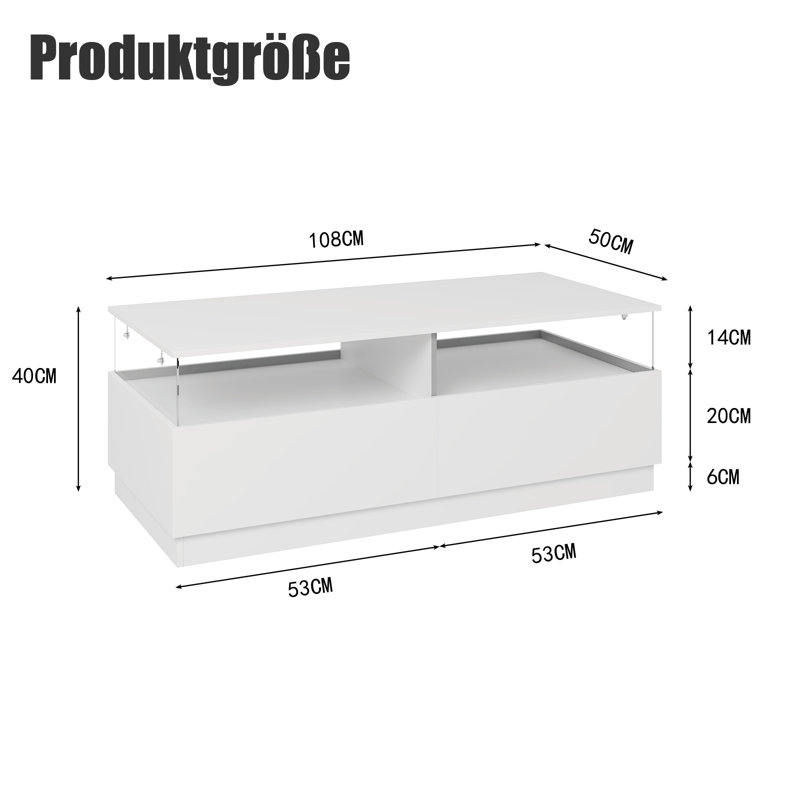 Coffee Table with Storage, White
