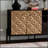 Mid-Century Modern Sideboard Cabinet With 3D Geometric Pattern, Solid Wood And MDF, 2 Doors + 2 Drawers, Ideal For Living And Dining Rooms