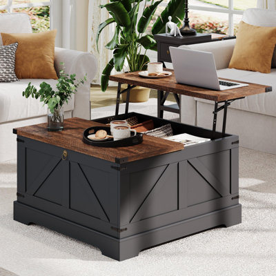 Table basse à plateau relevable carré avec rangement August Grove®