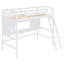 Lit mezzanine simple avec bureau, tablettes et échelle de rangement, blanc - Mobilier de chambre à coucher pour enfant peu encombrant