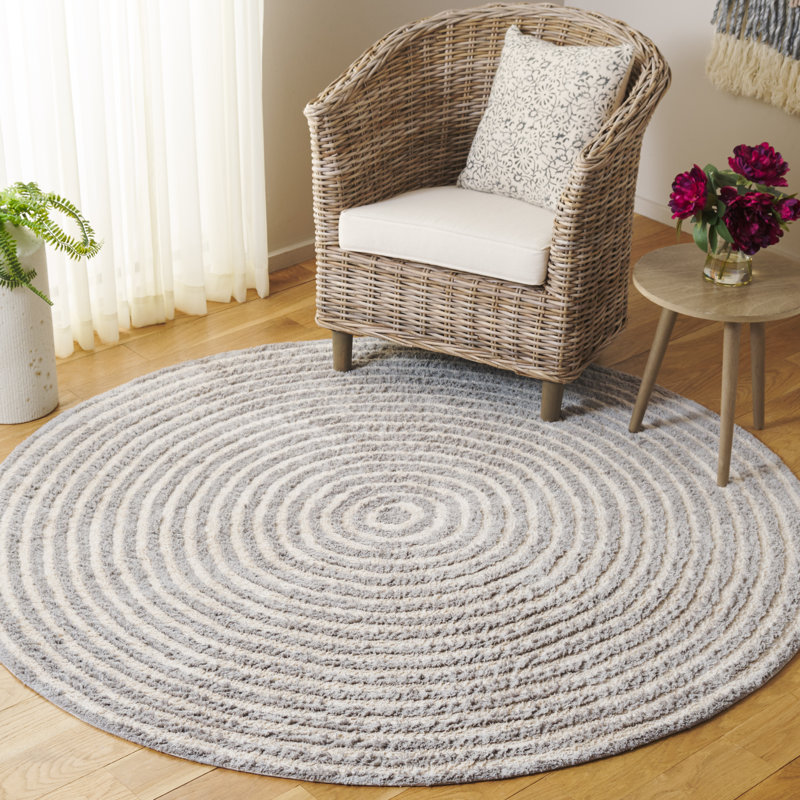 Easy Care 229 Hand Tufted Recycled Cotton Machine Washable Geometric Indoor Use Only Rug, Round 6'