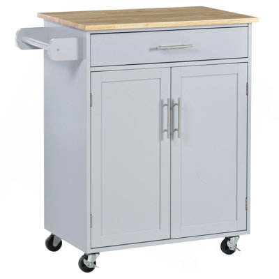 Kitchen Island Cart Rolling Trolley Cart With Drawer, Storage Cabinet & Towel Rack