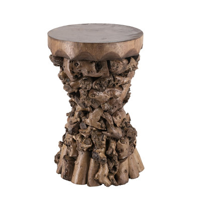 11.8x11.8x18.9 Inches Brown Side Table Made Of Solid Wood, Featuring Natural Tree Root And Classic Design For Modern Decor With Size, Wood