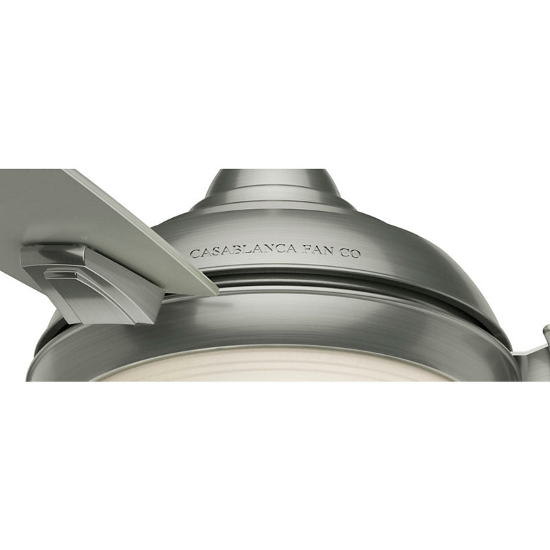 54" Verse 3 - Blade Outdoor Standard Ceiling Fan with Pull Chain and Light Kit Included, Satin Nickel