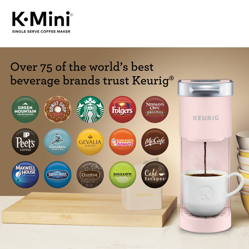 Dusty Rose Compact Matte Single Serve Coffee Maker