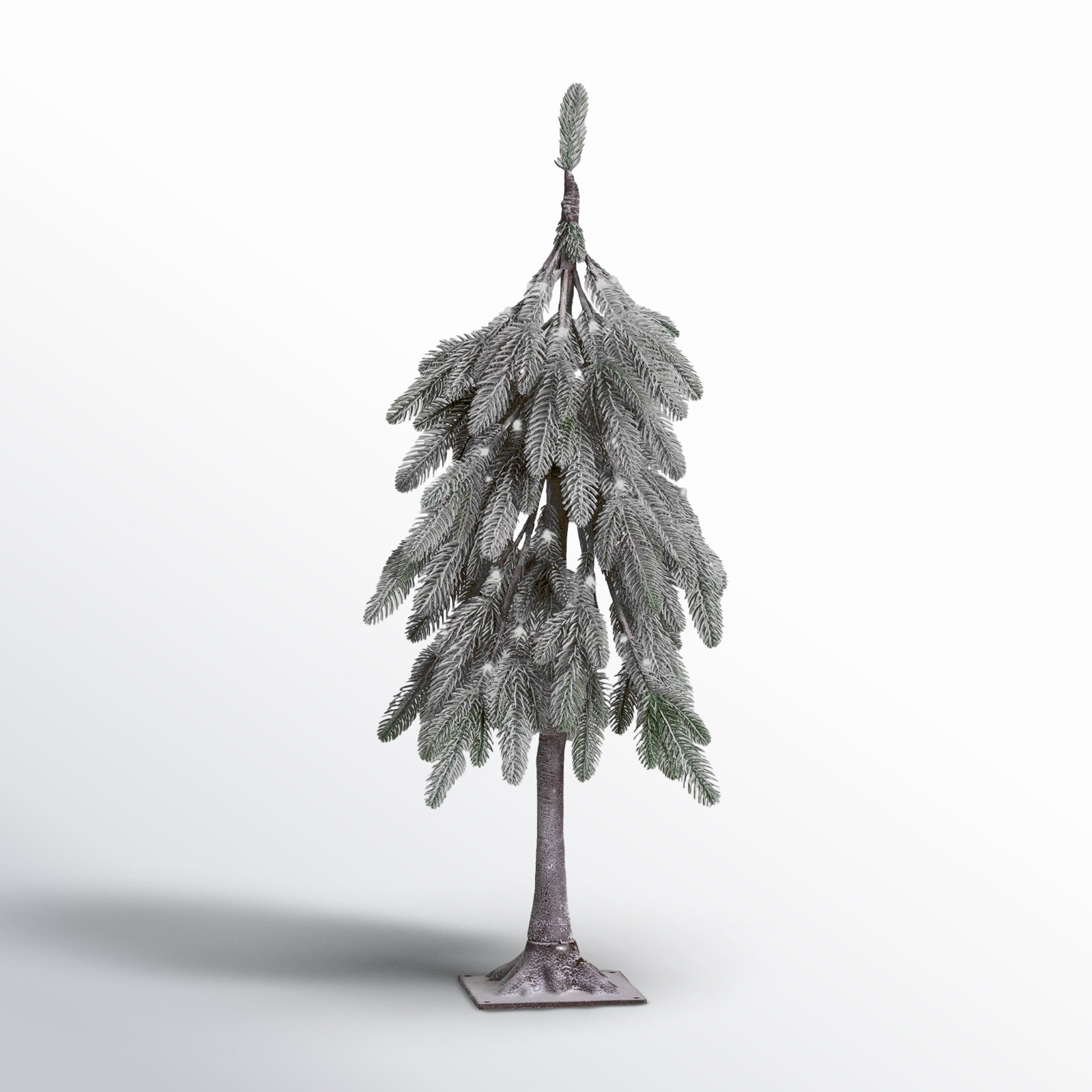 35.5" Christmas Lit Flocked Droopy Tree, Green