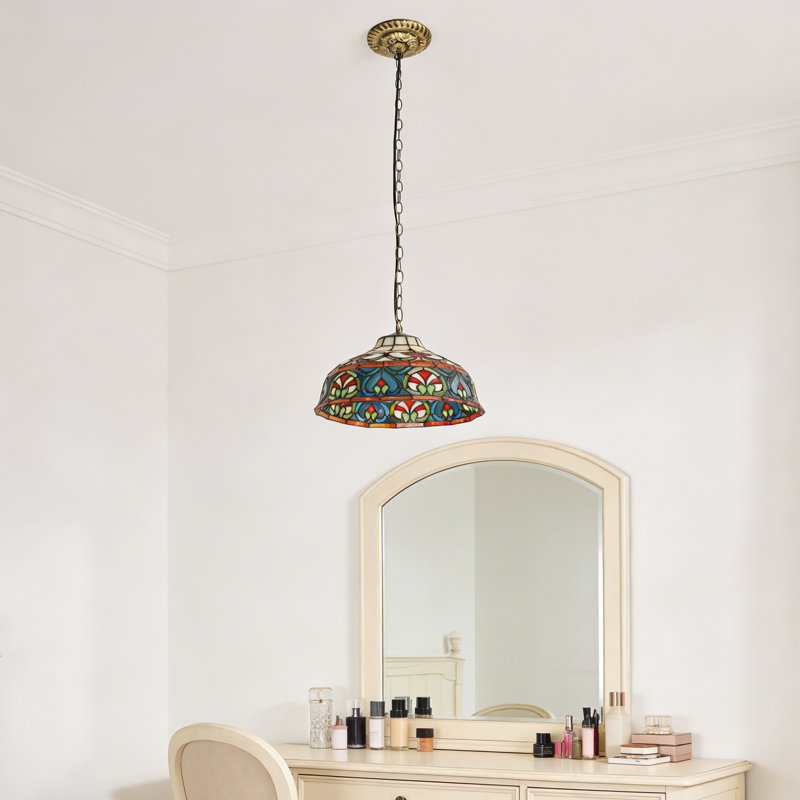 Luminaire suspendu en dôme à 1 lumière de style Tiffany
