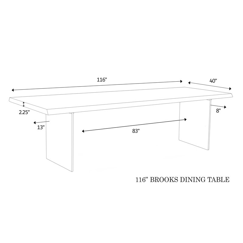 Brooks Solid Wood Dining Table, Americano, 29.75"H x 116"L x 40"W