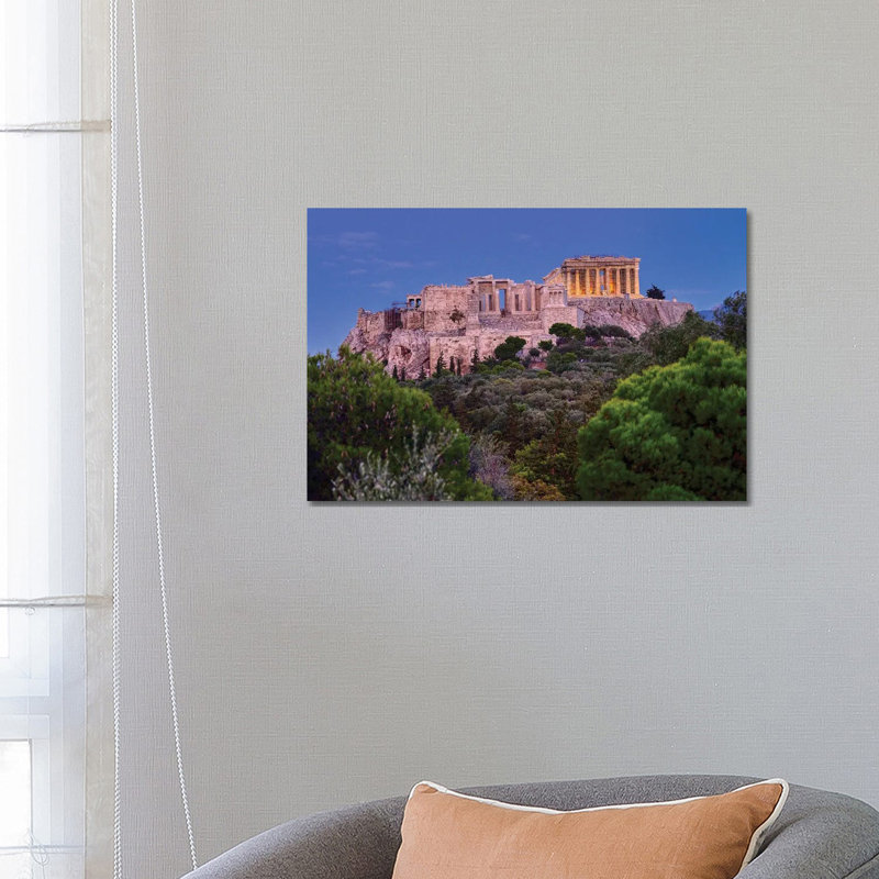 Blue Hour Of Acropolis Of Athens by Zoe Schumacher - Wrapped Canvas Print, 30.48 cm H x 45.72 cm W