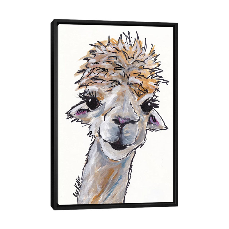 « ange the alpaca », reproduction d’impression sur toile, H 26 po x l 18 po x P 1,5 po, Toile avec cadre noir