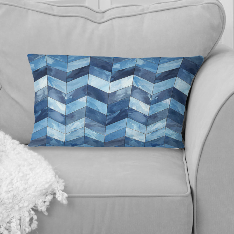 Blue Modern Chevron Charm II - Coussin lombaire moderne