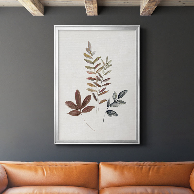 Feuilles d'automne II, toile encadrée de qualité supérieure - prête à être accrochée, Argent, H 36,5 po x l 26,5 po