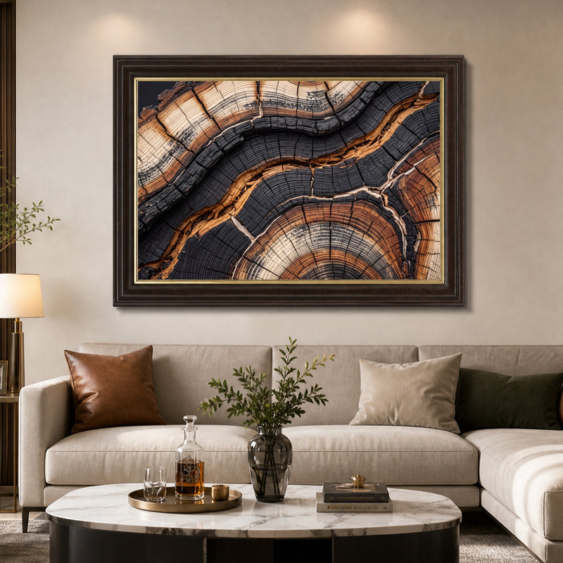 Art mural sur toile Charred Tree Rings, 16"H x 24"W
