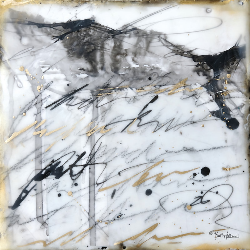 «The World is Calling» par Britt Hallowell, peinture sur toile tendue, Cadre simple noir, Oui, H 30 po x l 30 po