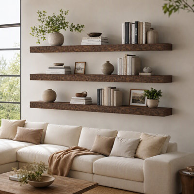 47" Long Wood Wall Floating Shelves