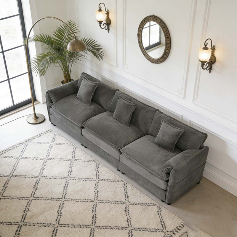 Canapé modulaire surdimensionné Modern, 3, Beige, H 33,46 po x l 109,45 po x P 57,48 po