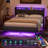 Platform Bed Frame with Storage, RGB LED Lights and Charging Station,Bed with Upholstered Headboard-1869956851