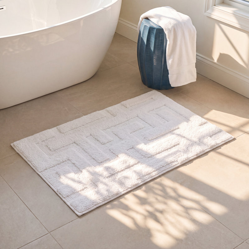 Non-Slip Bath Rug, 16" L x 24" W, White