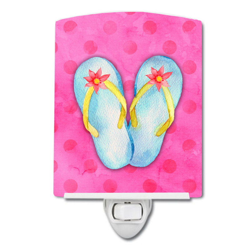Éclairage pour nuit en céramique flip flips polkadot, Rose