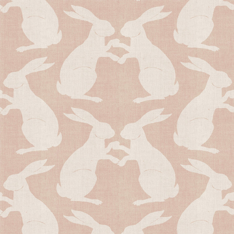 Carreau de papier peint auto-adhésif L 10 pi x l 24 po Kids Rabbits, Rose ensoleillé, Faux Grasscloth, Non encollé