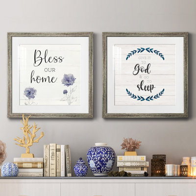 «Bless our home», reproduction encadrée de qualité supérieure, prête à être accrochée