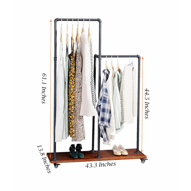 Aarju 43.3'' Rolling Clothing Rack