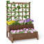 Raised Garden Bed w/ Lattice Trellis Drainage Holes Wooden Elevated Planter Box Stand-1308504812