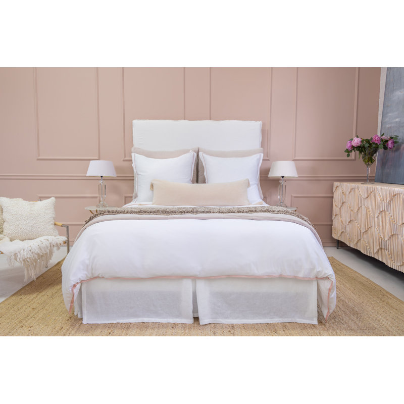 Langston Duvet Cover, King Duvet Cover + 2 King Shams, White/Pink