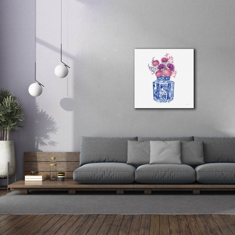 «Chinoiserie Style 3» par Mercedes Lopez, art mural sur toile Charro, H 37 po x l 37 po x P 1,5 po