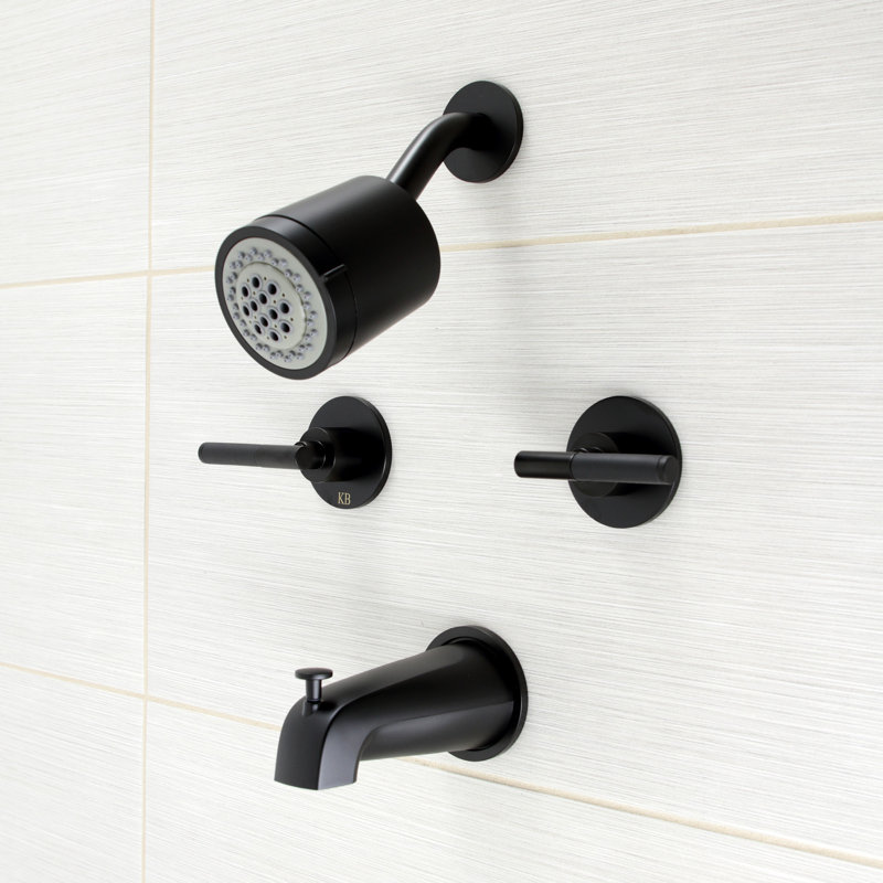 Kingston Brass Kaiser Double-Handle Tub and Shower Faucet, Matte Black