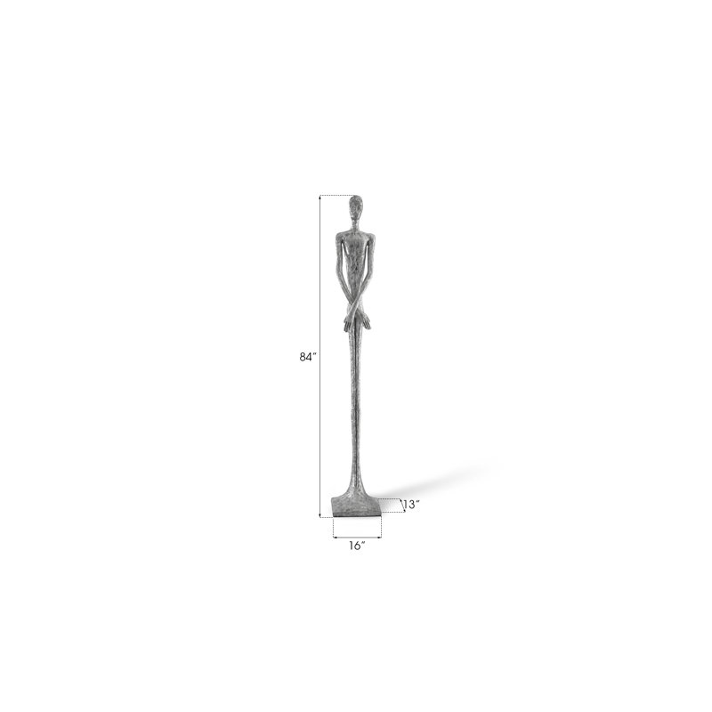 Lloyd Skinny Male Statue, 84" H x 16" W x 13" D, Silver