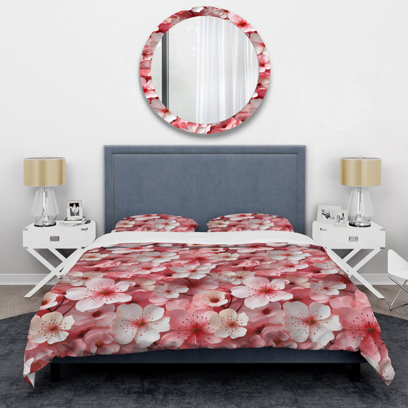 Ensemble de housse de couette V rose, Housse de couette simple + 1 taie décorative stan