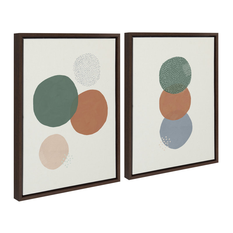 «Abstract Soft Circles Part 1 and 2» par Lauradidthis, ensemble d'art mural sur toile encadrée