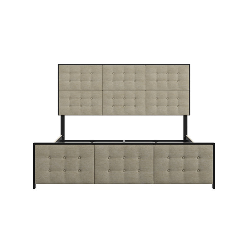 Upholstered Metal Bed, King
