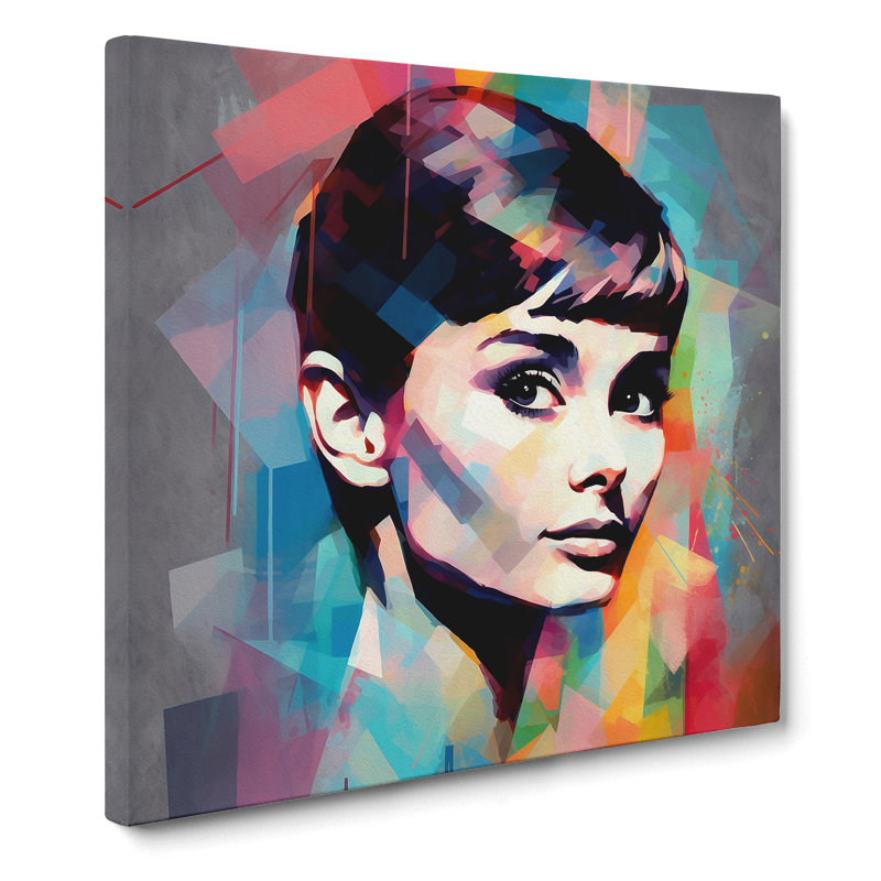 Audrey Hepburn Abstract Art - Wrapped Canvas - Framed Print, 35cm H x 35cm W x 3cm D