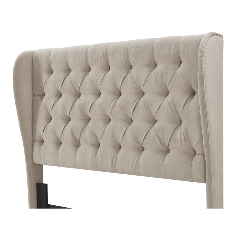 Upholstered Wingback Headboard, Queen, Dusty Mauve
