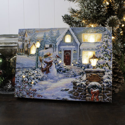 Silent Night Lane 8x6 Mini Lighted Easel Back Canvas