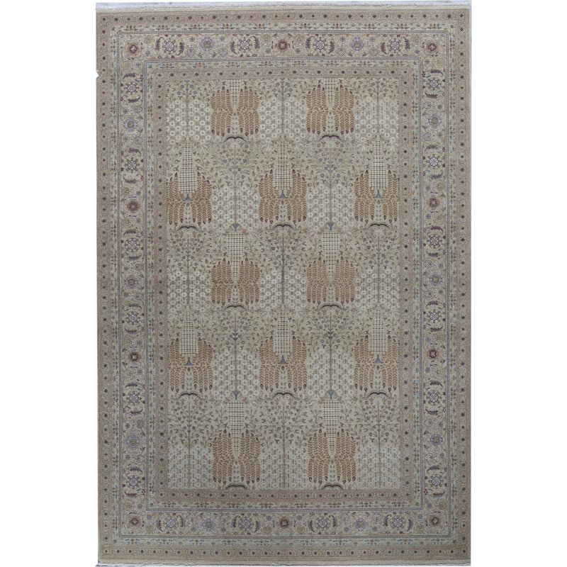 Tapis beige noué à la main de haute qualité