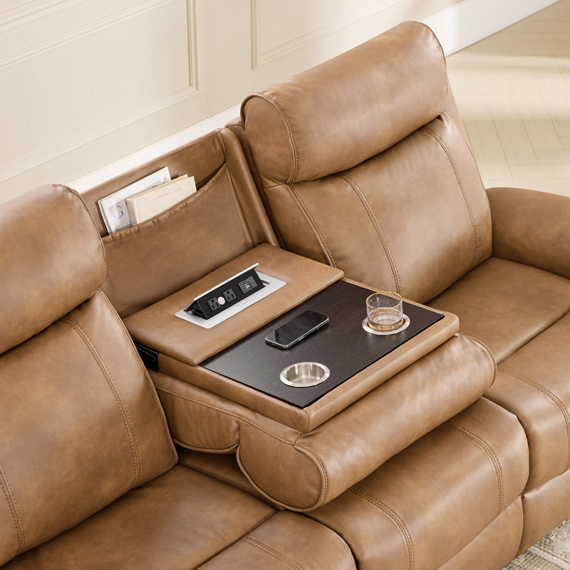 86.6'' Wide Power  Reclining Sofa with USB Ports, Saddle