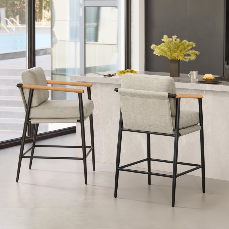 Tabouret de bar moderne rembourré, Beige