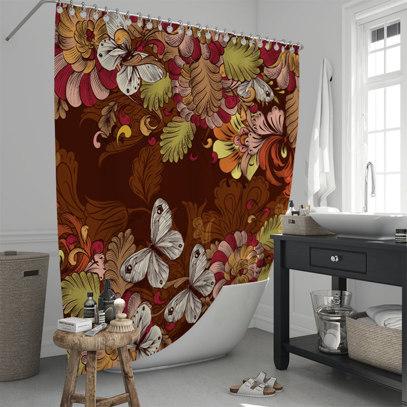 Rideau de douche simple à motif floral Stadefeld, H 72 po x l 70 po