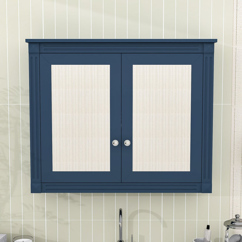 Pharmacie indépendante avec miroir haute définition et tablettes réglables, Blue