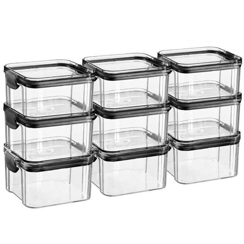 Argon Tableware 460ml Food Storage Containers - Set of 9, Black