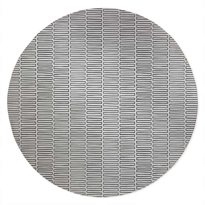 Block Maze Non-Slip Outdoor Rug, Round 5'